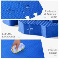 HOMCOM Alfombra Puzzle para Niños 8 Piezas Alfombrillas de Juego Espuma EVA con Área de Cobertura 2,88 m² No Tóxica 60x60x1,2 cm Azul(m-6)