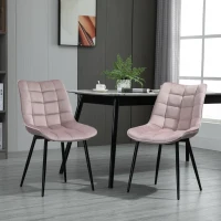 HOMCOM Conjunto de 2 Sillas de Comedor Tapizadas en Terciopelo Acolchadas con Patas de Metal de Estilo Nórdico y Vintage 46x58,5x85,5 cm Rosa(m-7)