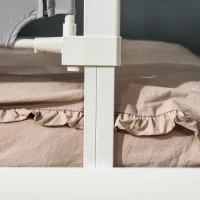 HOMCOM Barrera de Cama para Niños 150 cm Ajustable en Altura Acceso Unilateral Protección Anticaídas Infantil con Marco de Aluminio 150x44x77,5-104,5 cm Gris(m-8)