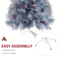 HOMCOM Indoor Christmas Tree Artificial Berry Snow Xmas Decoration with Metal Stand and 499 Tips (7FT(210CM))(m-7)