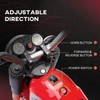 HOMCOM 6V Kids Electric Motorbike 3 Wheels Ride On Toy with Horn Headlights Realistic Sounds for Girl Boy 18 - 36 Months Red(m-4)