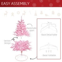 HOMCOM 4FT Artificial Christmas Tree Holiday Xmas Holiday Tree Decoration with Automatic Open for Home Party, Pink(m-6)