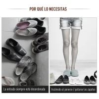 HOMCOM Estantería para Zapatos Industrial de 2 Niveles Zapatero para Entrada Pasillo Carga 120 kg 70x30x48 cm Negro(m-7)