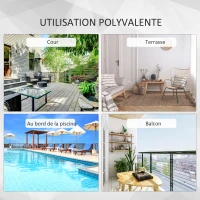 Outsunny Ensemble bistro de jardin style bohème chic 2 fauteuils avec coussins + table basse résine tressée beige(m-7)