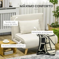 HOMCOM Poltrona 2 em 1 Sofá Cama Individual Dobrável com Encosto Ajustável e Almofada Carga 125 kg 90x78x79 cm Bege(m-4)
