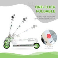 HOMCOM Kids Scooter One-Click Foldable Kick Scooter Adjustable Height for Boys and Girls 3 - 8 Years White(m-4)