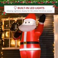 HOMCOM 8ft Christmas Inflatable Santa Holiday Yard Decoration with LED Lights, Indoor Outdoor Lawn Blow Up Decor(m-4)