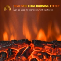 HOMCOM Contemporary Electric Fireplace Coal Burning Flame Effect Inset Fire Place Space Heater Glass View LED Lighting, 1000W/2000W, Golden(m-4)