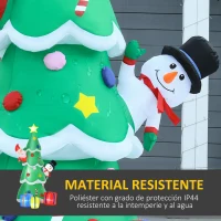 HOMCOM Árbol de Navidad Inflable 180 cm con Luces LED Adornos de Papá Noel Muñeco de Nieve y Regalos con Inflador para Interiores y Exteriores 115x105x180 cm Verde(m-5)