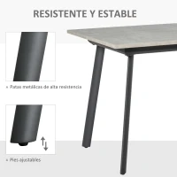 HOMCOM Mesa de Comedor Extensible Mesa de Cocina Rectangular para 4-6 Personas con Patas de Metal y Pies Ajustables 160x80x76 cm Gris(m-6)