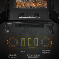 HOMCOM Electric Fireplace Stove Heater with LED Fire Flame Effect, Double Door, Freestanding & Portable with Overheat Protection, 1000W/2000W, Black(m-5)