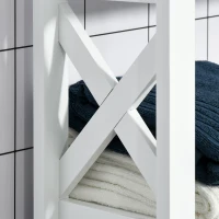 kleankin Estantería para Baño sobre Inodoro WC Lavadora Mueble con 3 Estantes y 2 Cajones con Dispositivo Antivuelco 60x20x165 cm Blanco(m-9)
