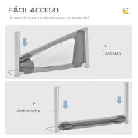 HOMCOM Barrera de Cama para Niños 150 cm Ajustable en Altura Acceso Unilateral Protección Anticaídas Infantil con Marco de Aluminio 150x44x77,5-104,5 cm Gris(m-5)
