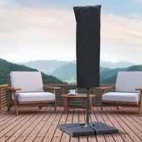 Outsunny Housse de protection imperméable pour parasol droit avec fermeture éclair et cordon de serrage polyester oxford noir(m-2)