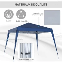 Outsunny Tonnelle de Jardin 3x3m Pop up Tente Pliable Acier Polyester imperméabilisé Anti UV avec Sac de Transport Bleu(m-4)