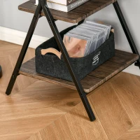 HOMCOM Bureau Informatique Design Industriel 2 étagères châssis piètement croisé métal Noir MDF Aspect Bois Brun(m-7)