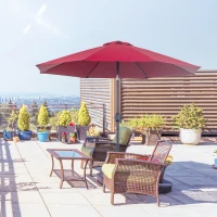 Outsunny 2.6M Umbrella Parasol-Red(m-2)