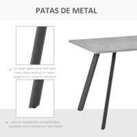 HOMCOM Mesa de Comedor Rectangular Mesa de Cocina Salón Moderna Industrial con Patas de Metal y Almohadillas Ajustables 120x80x76 cm Gris(m-5)