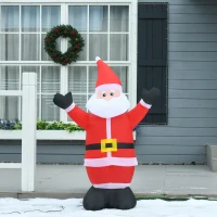 HOMCOM 4ft Inflatable Christmas Santa Claus Xmas Decoration 1 LED Holiday Air Blown Yard Outdoor Décor(m-2)