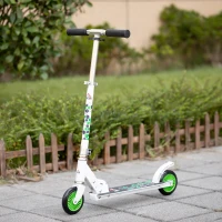 HOMCOM Kids Scooter One-Click Foldable Kick Scooter Adjustable Height for Boys and Girls 3 - 8 Years White(m-10)