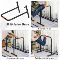HOMCOM Barras Paralelas Ancho Ajustable Dip Station para Calistenia y Entrenamiento Gimnasio con Asas Antideslizantes de Acero 94-102x62x73 cm Negro(m-7)