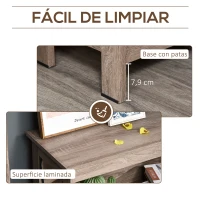 HOMCOM Estantería de Madera Librería de 2 Niveles con Laterales Reforzados para Libros Fotos Plantas 80x30x82 cm Roble(m-6)
