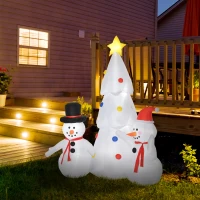 HOMCOM 6ft Christmas Inflatable Tree with Star and Snowmen, LED Lighted for Home Indoor Outdoor Garden Lawn Decoration Party Prop(m-10)