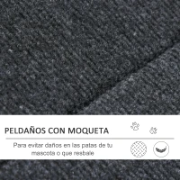 PawHut Escalera de Madera para Perros Plegable 2 en 1 Rampa para Mascotas Portátil con 3 Escalones para Acceso al Sofá y Cama Alta 60x47x50 cm Negro y Natural(m-7)