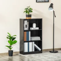 HOMCOM Estantería Librería con 3 Compartimentos de Almacenaje Libros CDs Plantas para Salón Estudio Dormitorio 62,2x24x102,4 cm Negro(m-2)