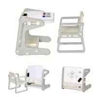 HOMCOM 2-In-1 Kids Table and Chair Set Drawing Board Writing Study Desk with Whiteboard Pens Eraser Storage Tray for Boys Girls Age 1-3(m-1)