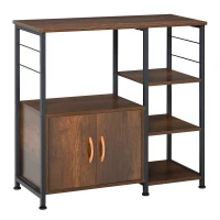 HOMCOM Étagère de rangement cuisine étagère de Micro-Ondes Style Industriel dim. 90L x 40l x 84H cm métal Panneaux boisé(m-1)