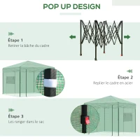 Outsunny Serre Pop-up - Serre de Jardin Pop-up - Porte + 2 fenêtres zippées enroulables - dim. 2,4L x 2,4l x 2,4H cm - Sac Transport Inclus - PE Vert(m-7)