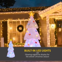 HOMCOM 8FT Inflatable Christmas Tree w/ Star and Multicolour Decorations LED Lighted Indoor Outdoor Home Decor for Garden Lawn Party Prop White(m-4)