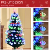 HOMCOM 5FT Pre-Lit Artificial Christmas Tree w/ Fibre Optic Baubles Fitted Star LED Light Holiday Home Xmas Decoration-Green(m-4)