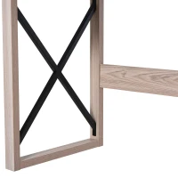 HOMCOM Bureau Design Industriel Grand Plateau et tiroir métal Noir Panneaux Particules Imitation chêne Clair(m-8)