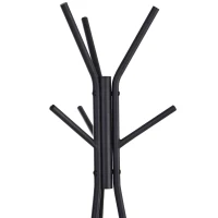 HOMCOM Perchero de Pie Metálico Perchero en Forma de Árbol Dormitorio Oficina para Colgar Ropa Bolsas Sombrero 6 Ganchos con 2 Estantes 32.5x45.5x182cm(m-8)