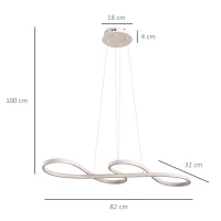 HOMCOM Lámpara Colgante LED Moderna 70W Lámpara de Techo con Altura Ajustable y Luz de 3 Colores 3000-6500K para Comedor Salón Dormitorio 82x32x100 cm Blanco(m-3)