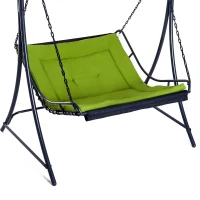 Outsunny 2 Seater Garden Swing Seat Bed, Sun Lounger with Adjustable Canopy, Cushioned Seat and Weather Resistant Steel Frame for Patio, Yard, Green(m-8)