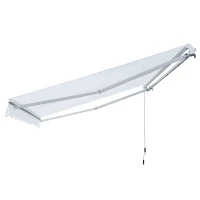 Outsunny Toldo de Pared Manual con Manivela Toldo para Balcón Ángulo Ajustable para Exterior Jardín Terraza 3x2,5m Blanco(m-9)