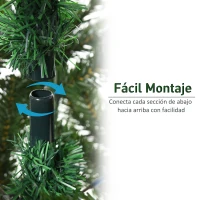 HOMCOM Árbol de Navidad Ø90x180 cm Artificial con 696 Ramas PE Tridente y PVC Individual y Base Plegable Árbol Navideño Decorativo Exteriores Interiores Verde(m-4)