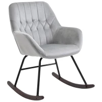 HOMCOM Fauteuil à Bascule Grand Confort accoudoirs Assise Dossier garnissage Mousse Haute densité Velours Gris Clair(m-1)