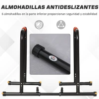 HOMCOM Barras Paralelas Ancho Ajustable Dip Station para Calistenia y Entrenamiento Gimnasio con Asas Antideslizantes de Acero 94-102x62x73 cm Negro(m-6)