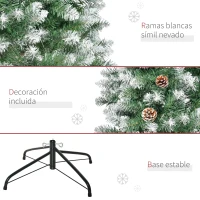 HOMCOM Árbol de Navidad 180 cm Árbol de Navidad Grande con 630 Puntas 37 Piñas Base Plegable y Soporte de Acero para Decoración de Interior Verde(m-5)