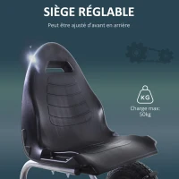 HOMCOM Kart à pédales Go-Kart Enfants 129L x 59l x 70H cm Ø Roues 26 cm siège Ergonomique Rouge(m-7)