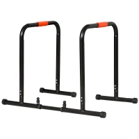 HOMCOM Barras Paralelas Ancho Ajustable Dip Station para Calistenia y Entrenamiento Gimnasio con Asas Antideslizantes de Acero 94-102x62x73 cm Negro(m-1)