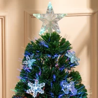 HOMCOM 3FT Prelit Artificial Christmas Tree Fiber Optic LED Light Holiday Home Xmas Decoration Tree with Foldable Feet, Green(m-9)