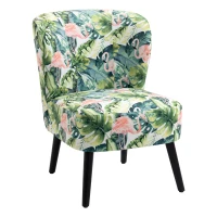 HOMCOM Butaca de Salón Sillón Induvidual Asiento Acolchado Tacto Aterciopelado y Patas de Madera 58x69x78cm Estampado Flamencos(m-1)