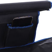 Outsunny Folding Fishing Camping Chair Portable Picnic Armchair Director Seat Oxford Metal Frame with Cup Holder, Phone Pocket - Blue(m-8)