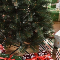 HOMCOM Árbol de Navidad 150 cm Artificial con 219 Agujas de Pino de PVC Ignífugo Base Plegable y Soporte de Acero Montaje Rápido Decoración Navideña para Interiores Verde(m-8)