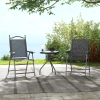 Outsunny Set of Two Folding Garden Chairs, with Fabric Mesh Seats - Grey(m-10)